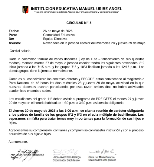NOVENDADES 28 Y 29 DE MAYO